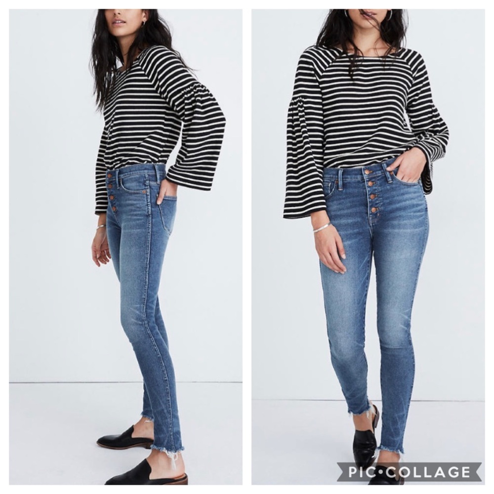Madewell High-Rise Button-Fly Skinny Jeans in Medium Blue